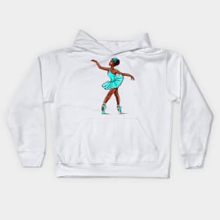 African American Black ballerina girls with corn rows ballet dancing 6 ! black girl with Afro hair and dark brown skin wearing a green tutu. Love Ballet Kids Hoodie